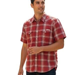 Lucky Brand Double-Faced Button Shirt Mens Large Red Plaid Classic Western Top